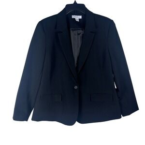 Liz Claiborne Womens Black Single Button Petite Blazer Jacket Size 18P NWT